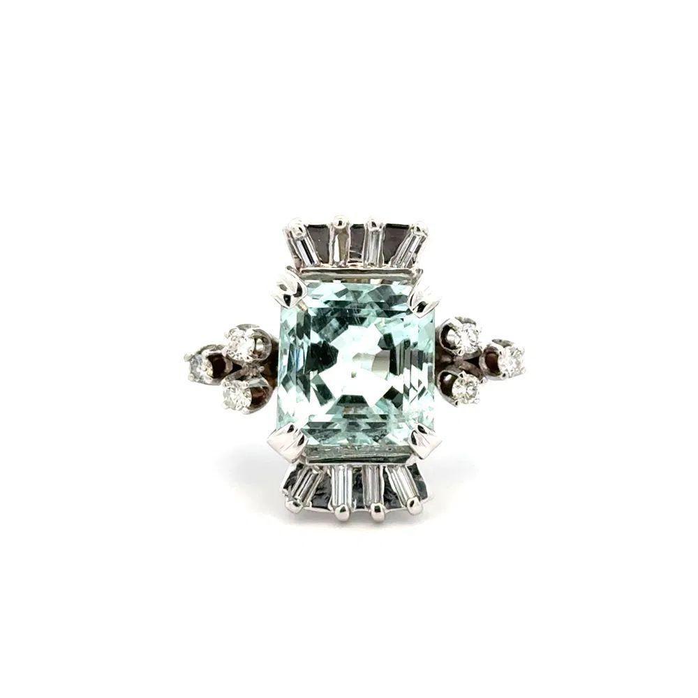 Taille mixte Bague d'aigue-marine 12 carats et diamant en or, The Modernitys en vente