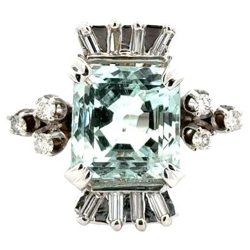 Bague d'aigue-marine 12 carats et diamant en or, The Modernitys