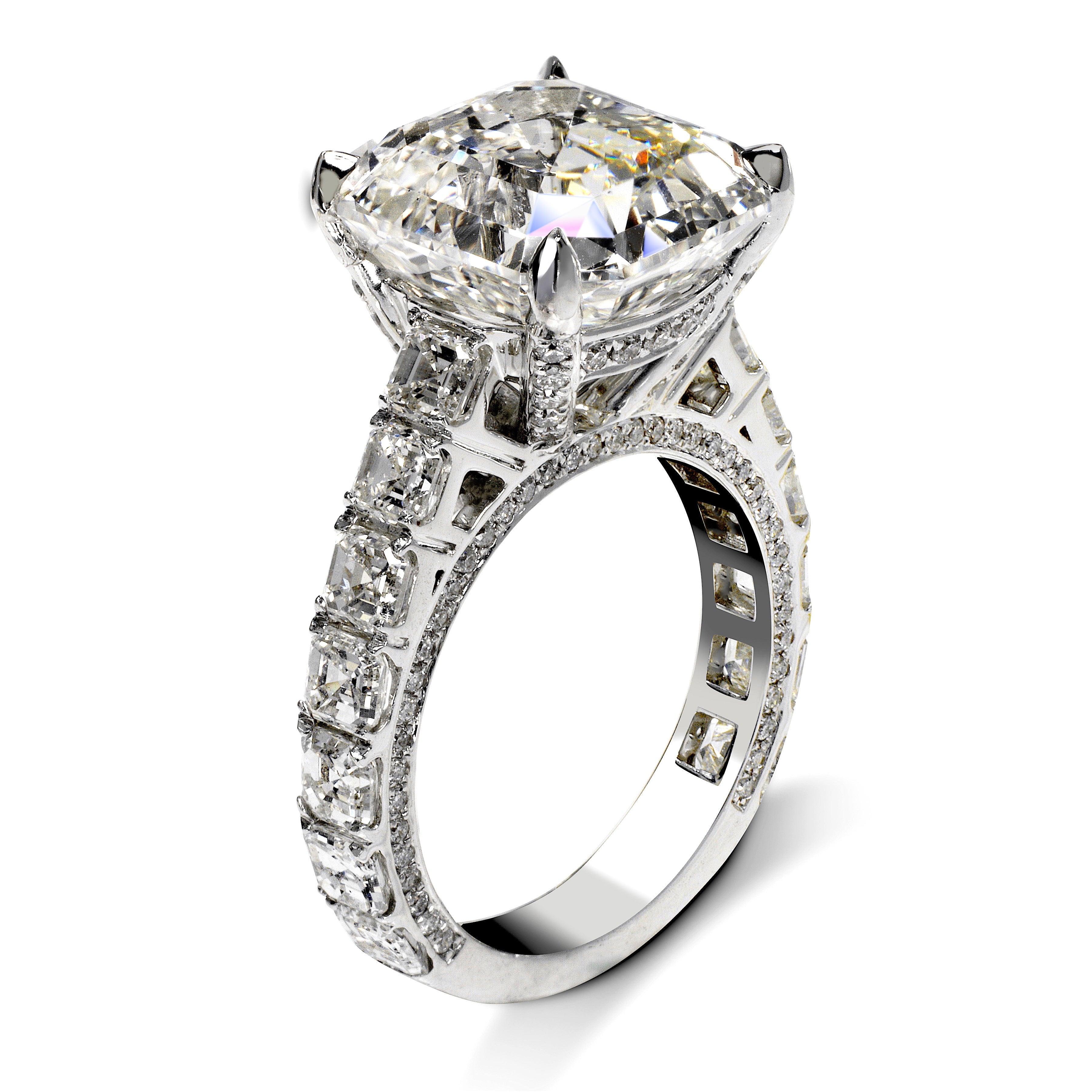 12 Karat Asscher-Schliff Diamant Verlobungsring GIA zertifiziert J VS2 im Zustand „Neu“ im Angebot in New York, NY