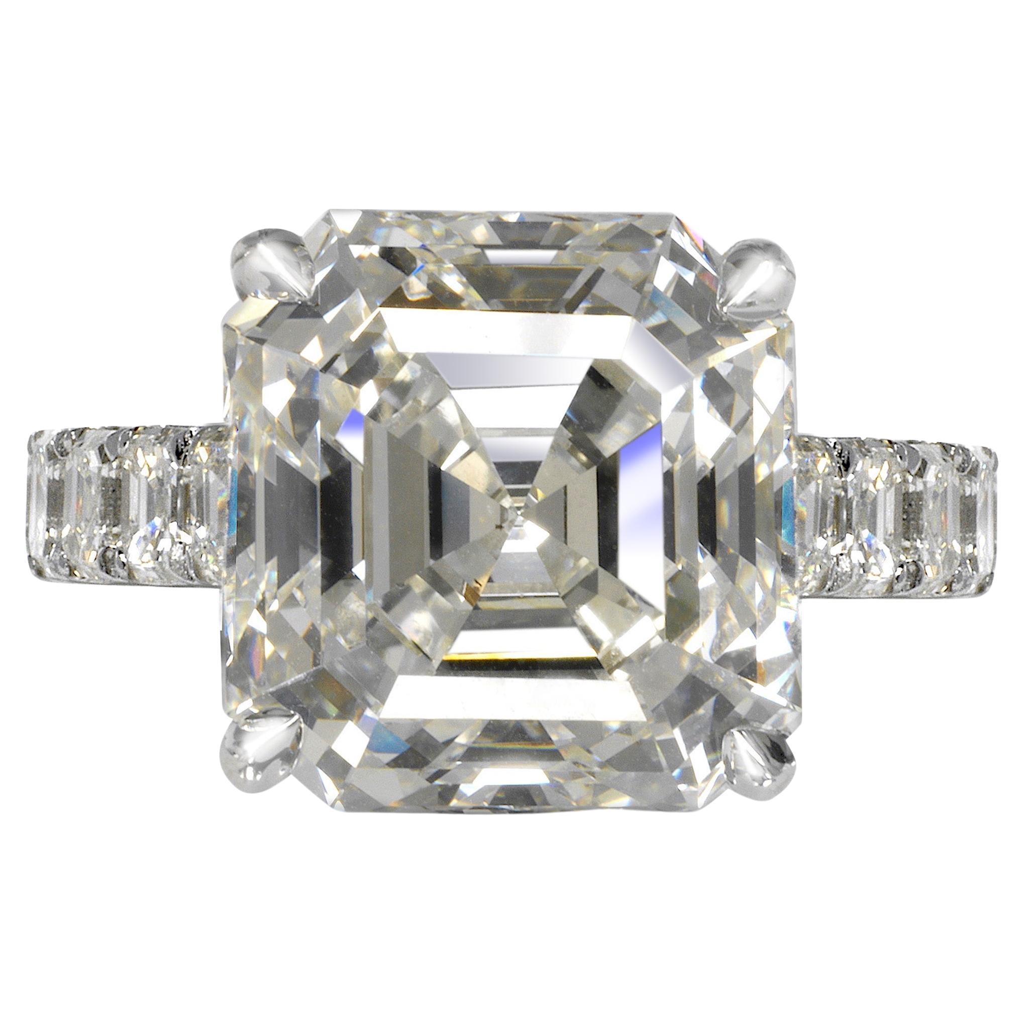 12 Carat Asscher Cut Diamond Engagement Ring GIA Certified J VS2