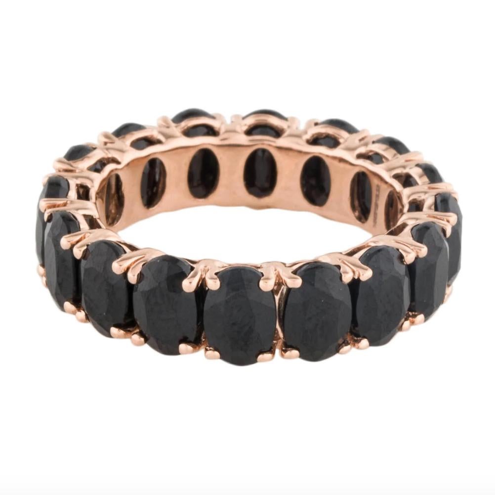 Stone : Black Sapphire
Type : Natural
Ring Weight- 4.83 gms
Shape : Oval
Weight : 12.20 Carats
Metal : Rose Gold
Enhancement : Heated

Please allow 5-10% fluctuation in stone weight & gold weight as per ring size.