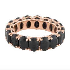 12 Carat Black Sapphire Oval Band in 14K Gold