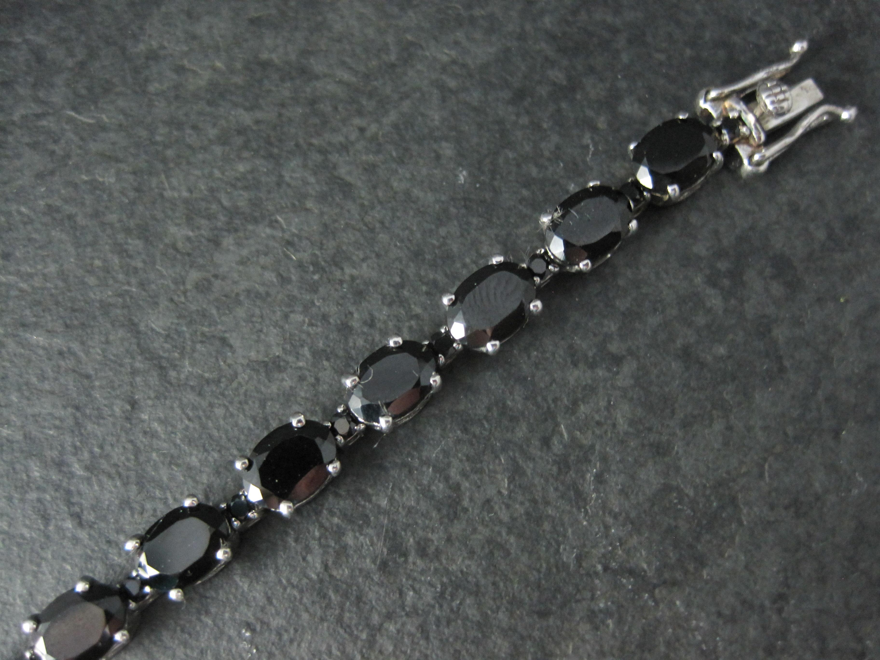12 Carat Black Tourmaline Tennis Bracelet Sterling Silver 7.25