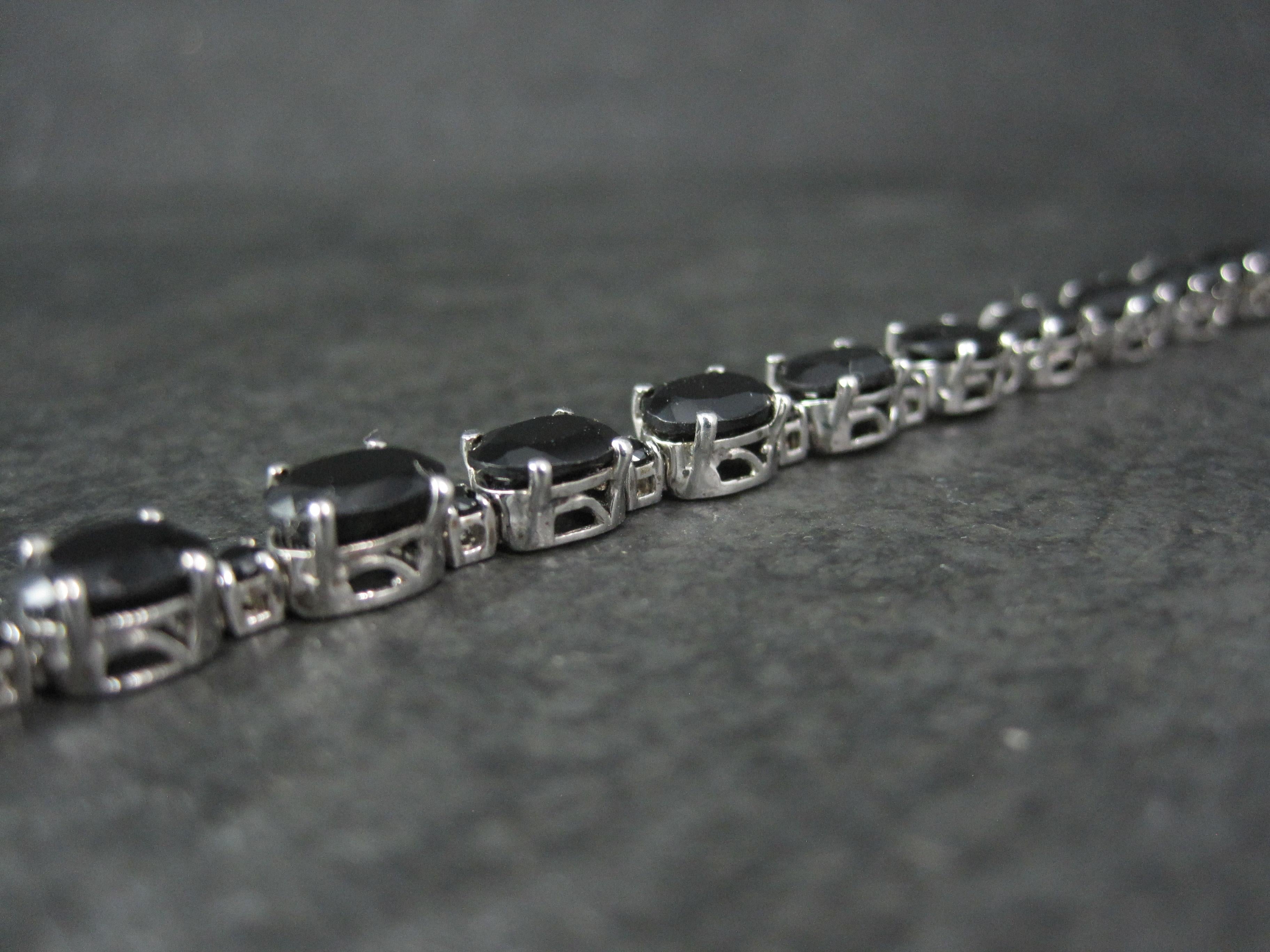 12 Carat Black Tourmaline Tennis Bracelet Sterling Silver 7.25