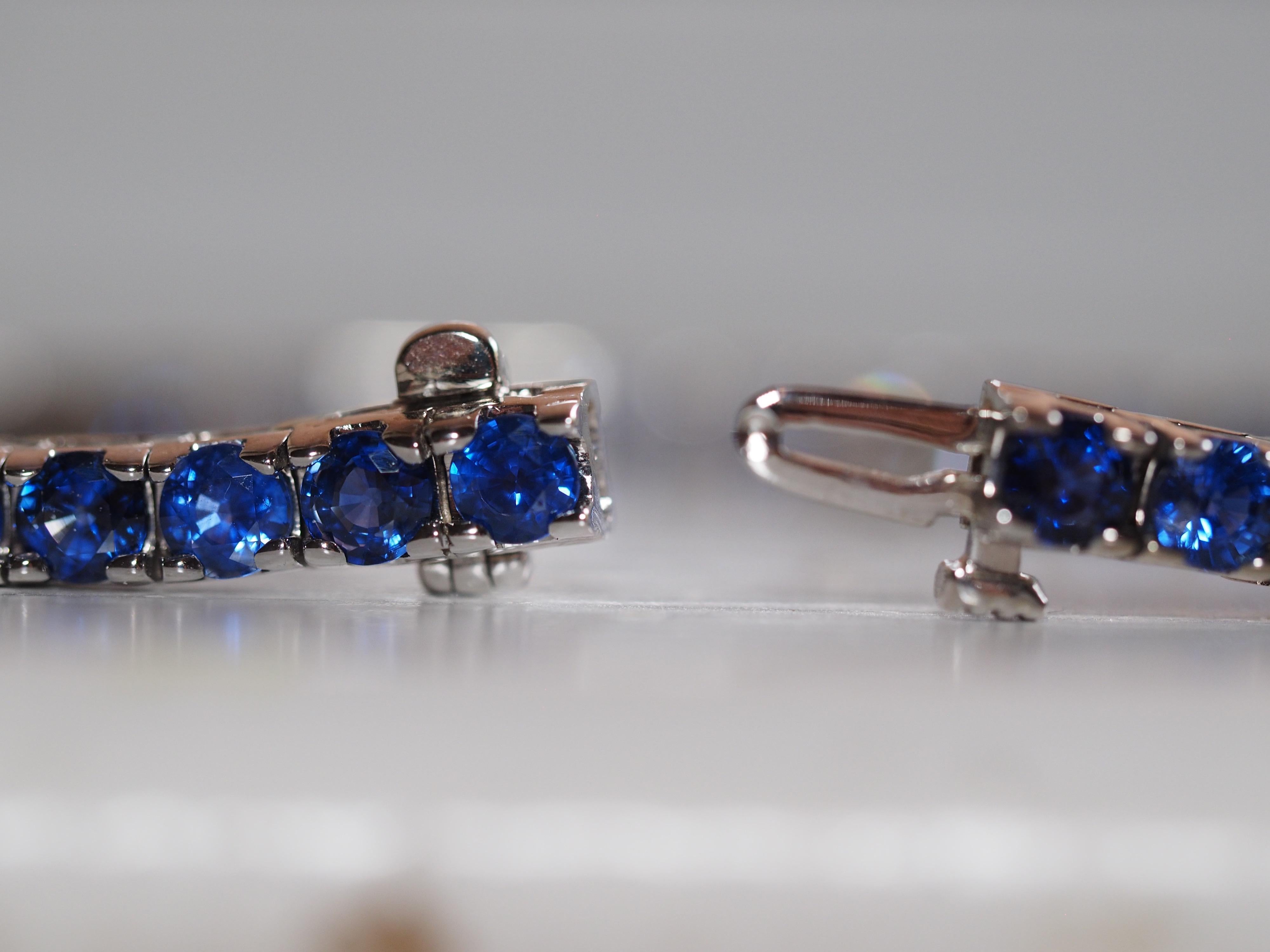 12 Carat Blue Sapphire and Diamond Tennis Bracelet 1