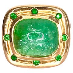 12 Carat Paraiba Cabochon with Tsavorite Ring