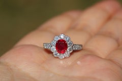 Burma No Heat Pigeon Blood SSEF Certified Ruby and Diamond Ring