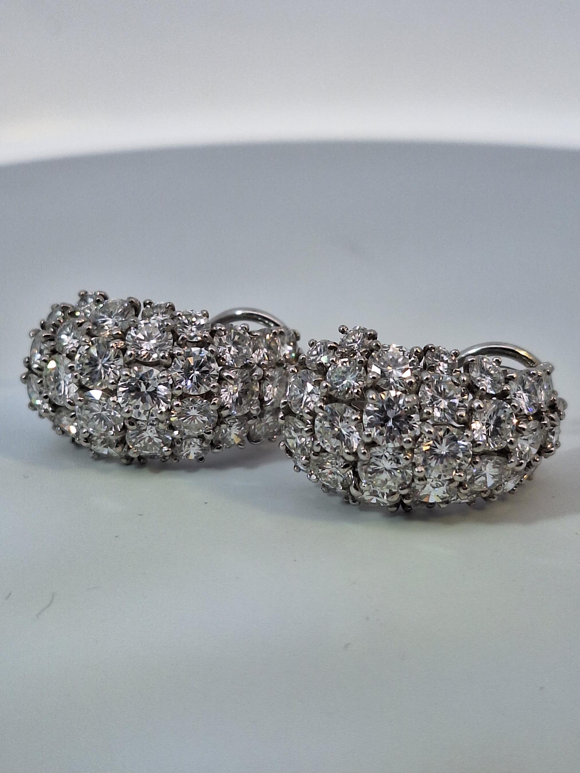 12 Carat Cartier Platinum Diamond Earrings In Excellent Condition For Sale In New York, NY
