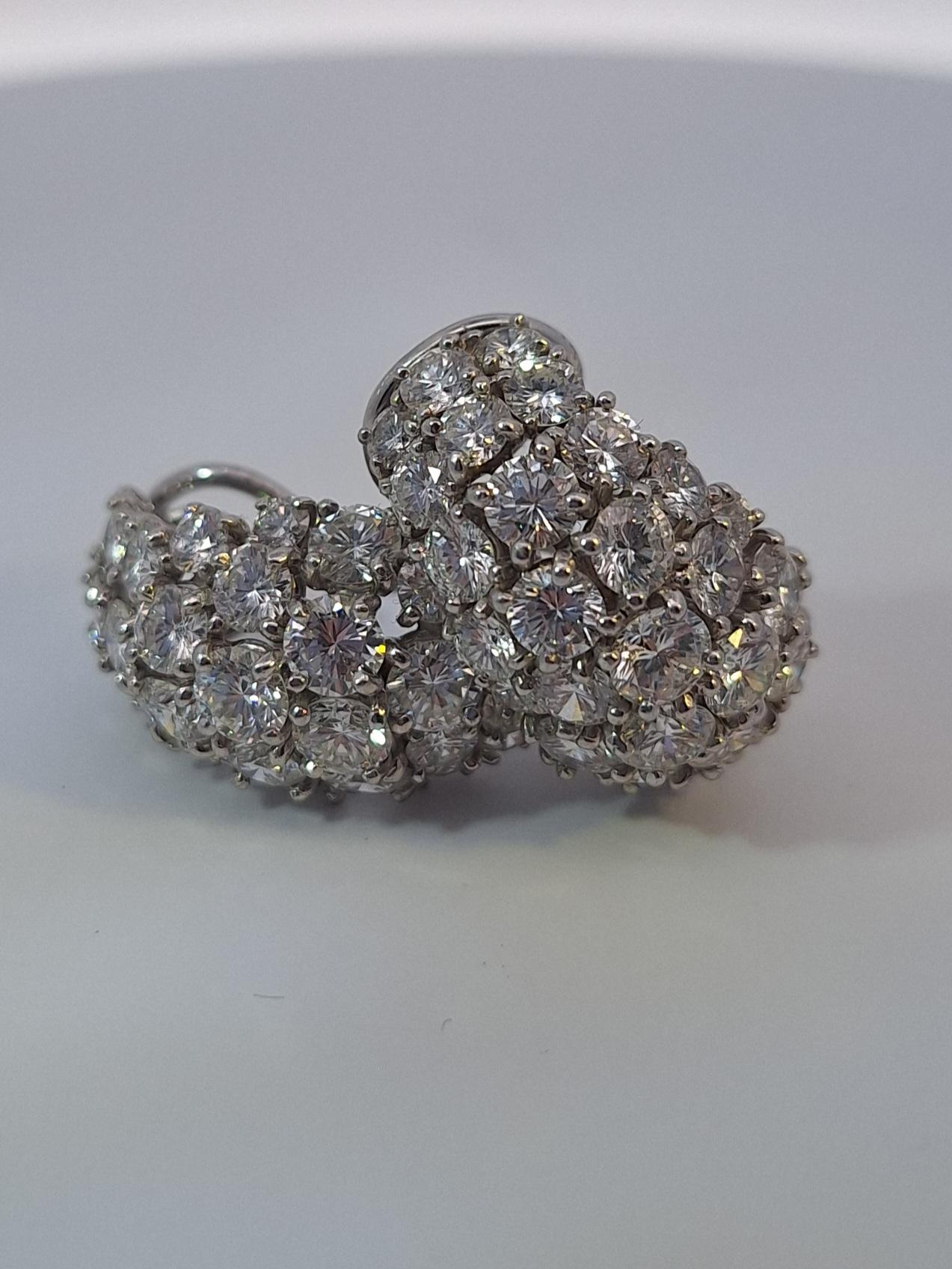 Women's or Men's 12 Carat Cartier Platinum Diamond Earrings For Sale