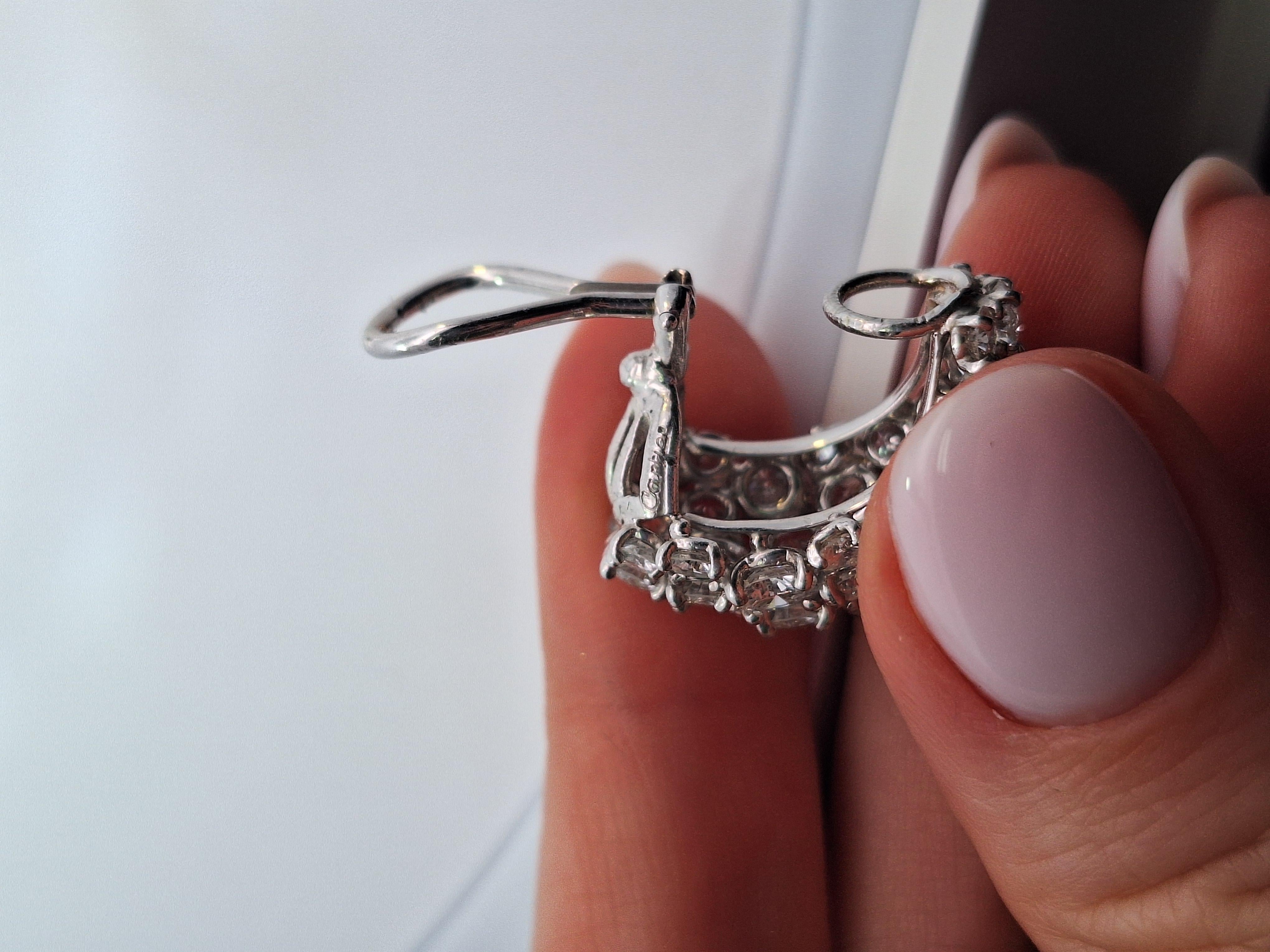 Boucles d'oreilles diamant 12 carats en platine de Cartier en vente 2