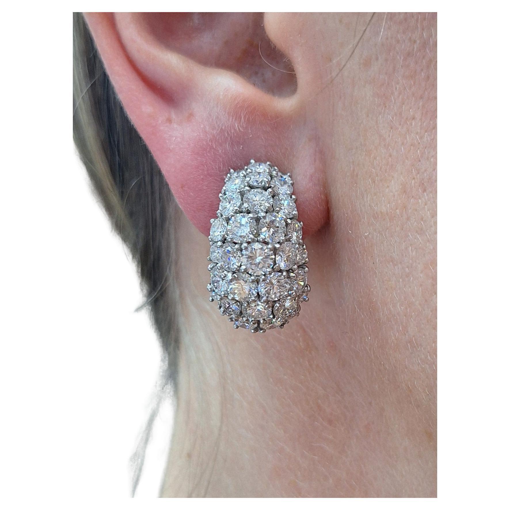 Boucles d'oreilles diamant 12 carats en platine de Cartier en vente