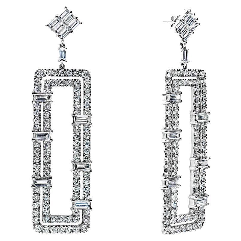 12 Carat Combine Mix Shape Diamond Hanging Earrings Certified For Sale
