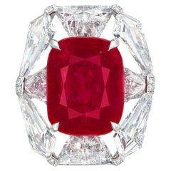 12 Carat Cushion Statement Ruby Red 14K White Gold Collector’s Grade Grandeur