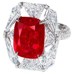 12 Carat Cushion Statement Ruby Red 14K White Gold Collector’s Grade Grandeur