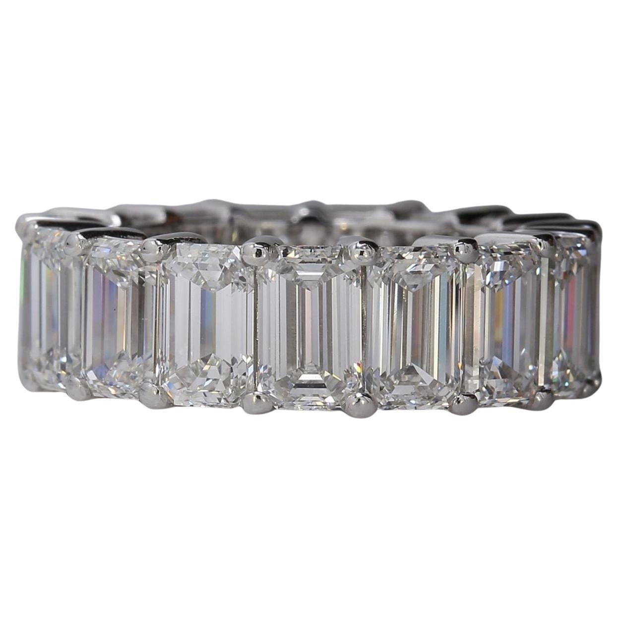  timeless elegance with our breathtaking Eternity Band in platinum, adorned with 17 exquisite emerald-cut diamonds totaling a remarkable 12.11 carats.

Crafted to perfection, each emerald-cut diamond is meticulously selected and GIA certified to