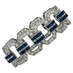 12 Carat Diamond and Sapphire Art Deco Bracelet