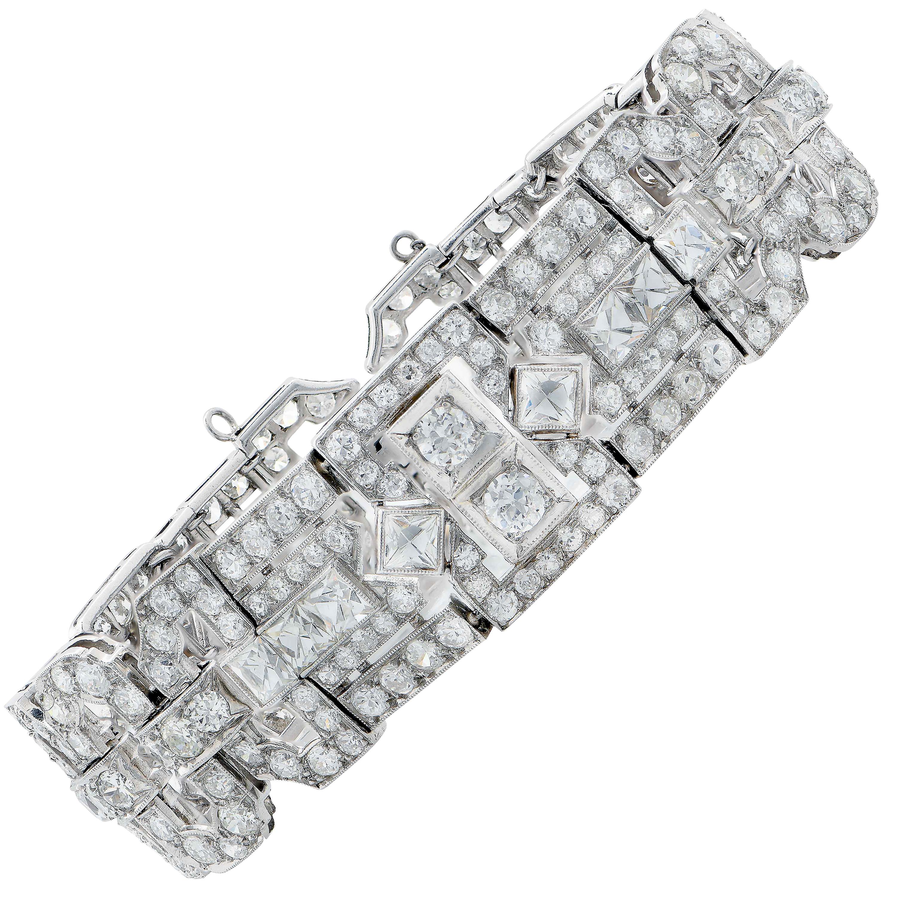 12 Carat Diamond Deco Style Bracelet Set in Platinum