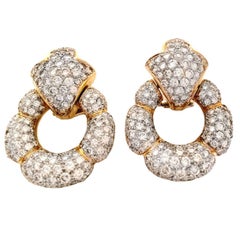 12 Carat Diamond 18k Gold Door Knocker Earrings