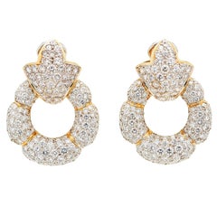 12 Carat Diamond 18k Gold Door Knocker Earrings