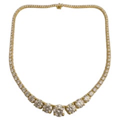 12 Carat Diamond Graduated Tennis Necklace in 18k Yellow Gold