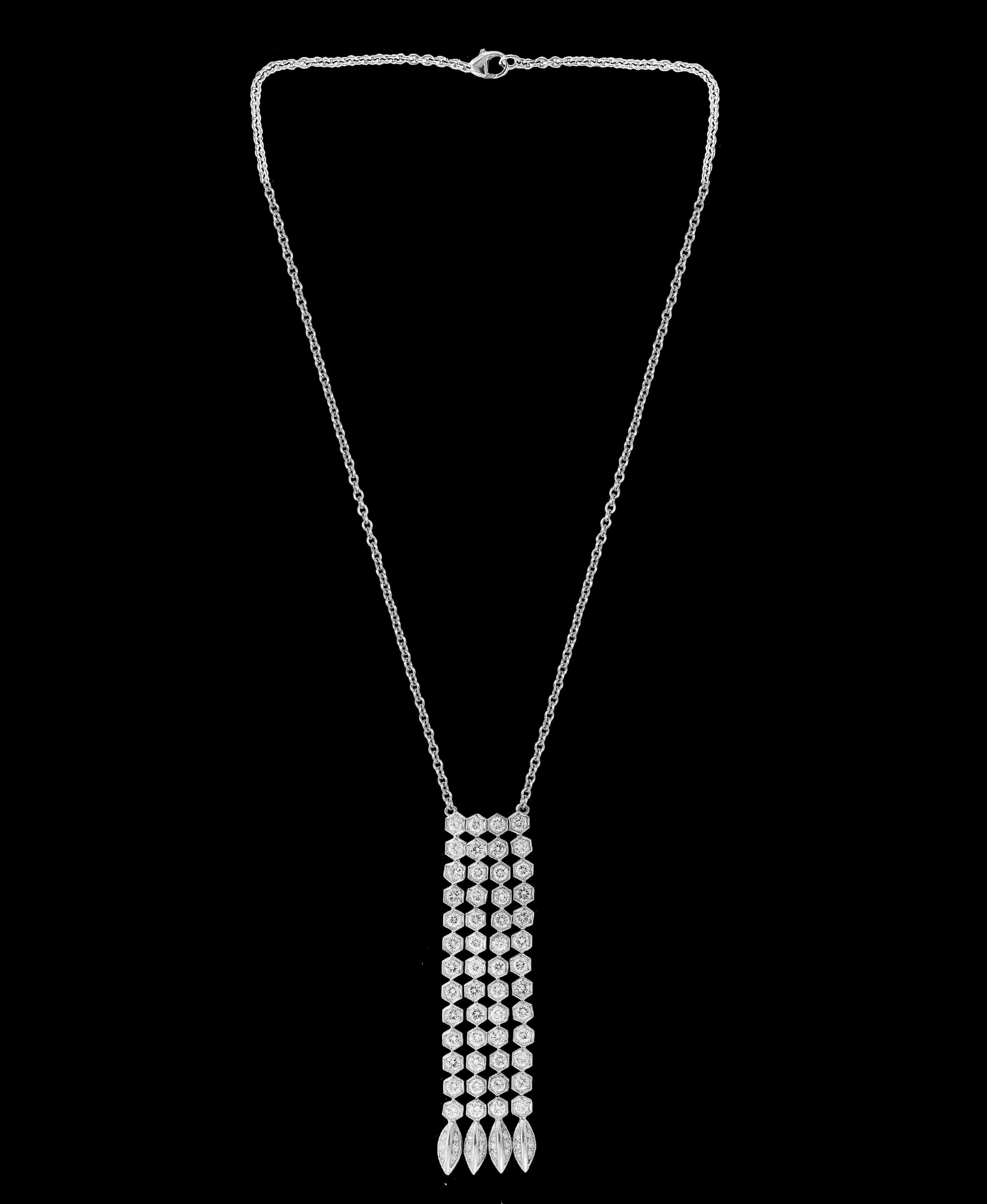 12 Carat Diamond Line Necklace and Line Earring Suite in 18 Karat White Gold 1