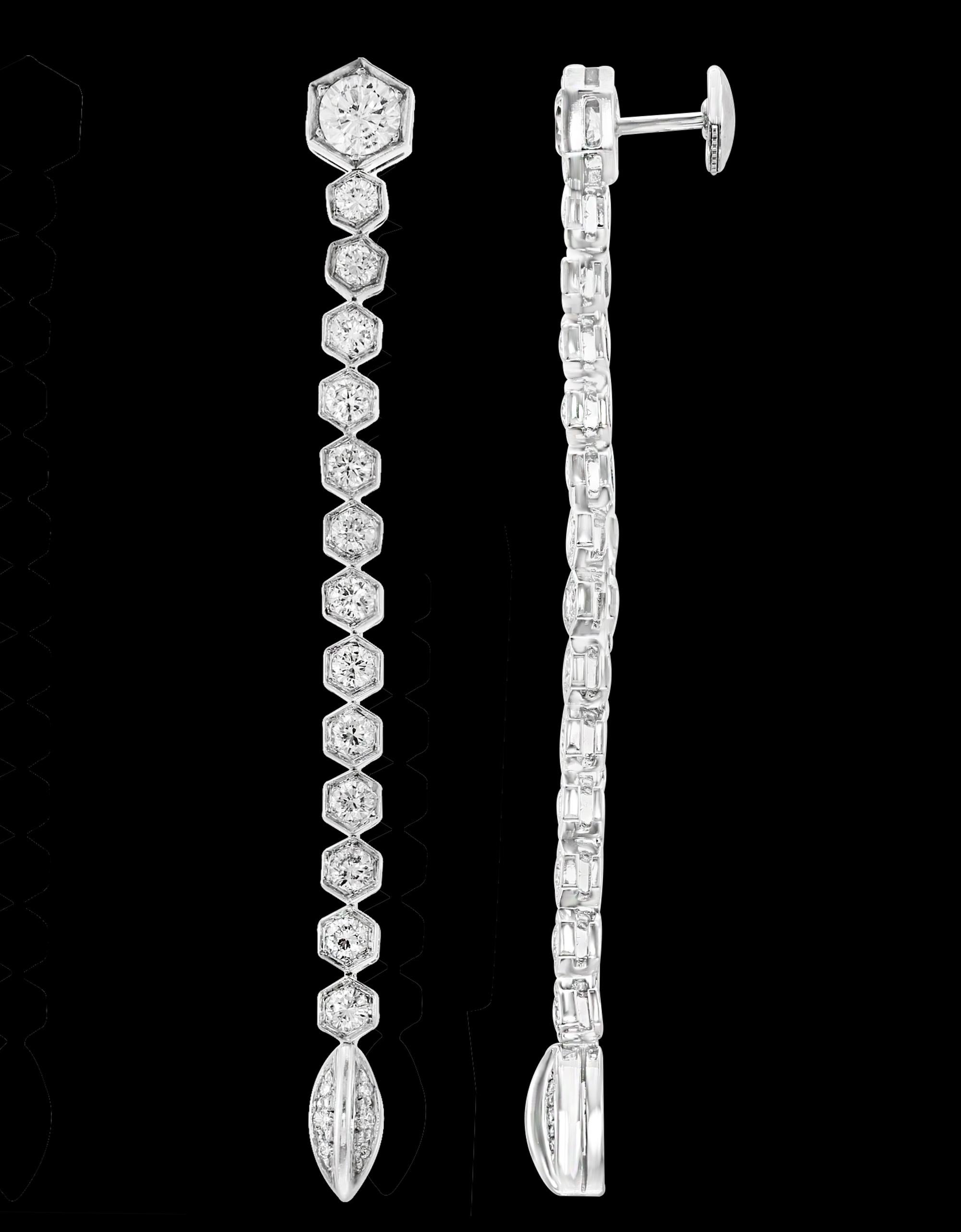 12 Carat Diamond Line Necklace and Line Earring Suite in 18 Karat White Gold 2