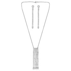12 Carat Diamond Line Necklace and Line Earring Suite in 18 Karat White Gold