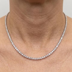 12 Carat Diamond Riviera Necklace in 14k White Gold