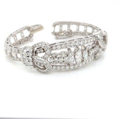 Bracciale classico vintage in oro 18 carati con diamanti tondi, marquise e baguette da 12 carati
