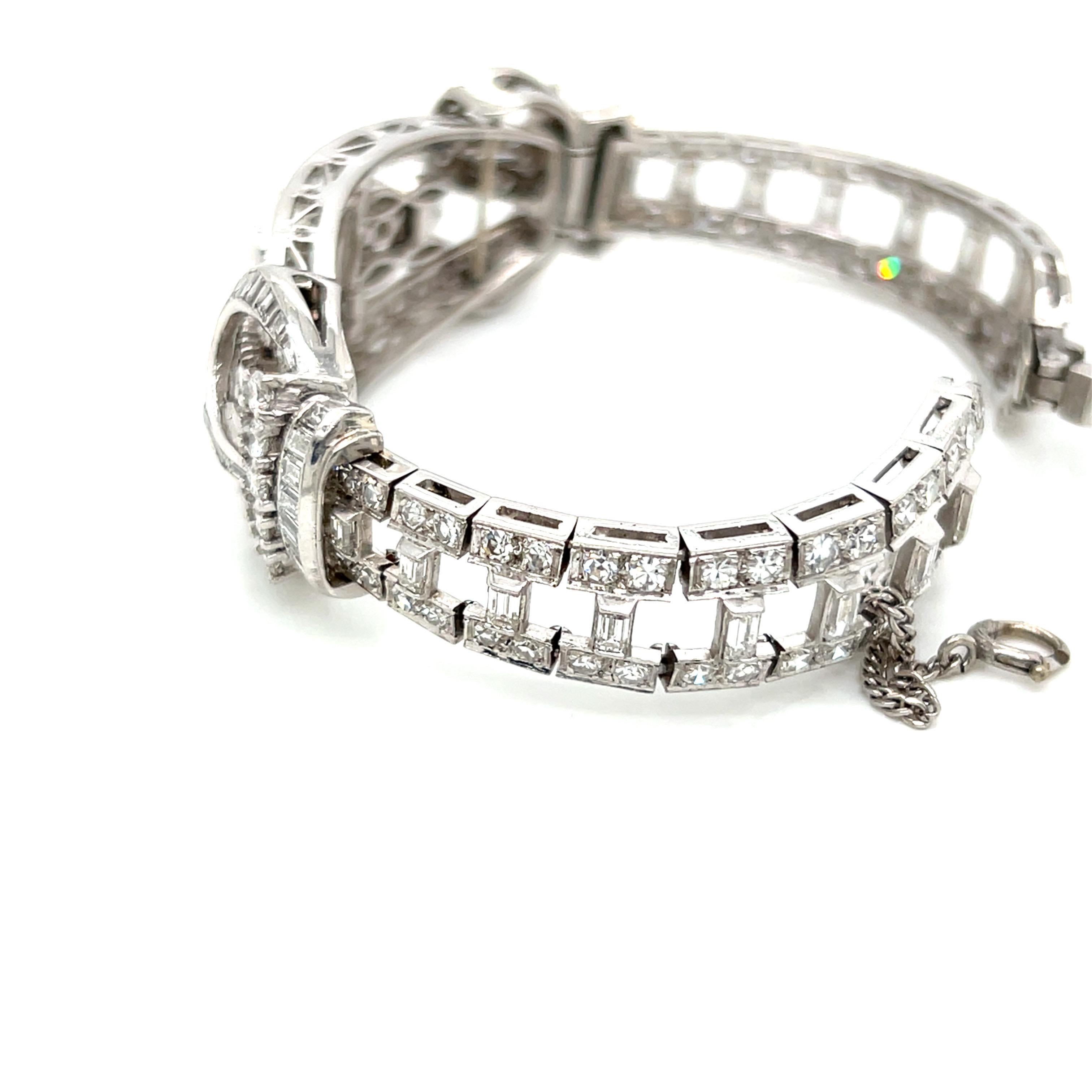 Women's 12 Carat Diamond Round Marquise Baguette 18 Karat Gold Vintage Classic Bracelet For Sale
