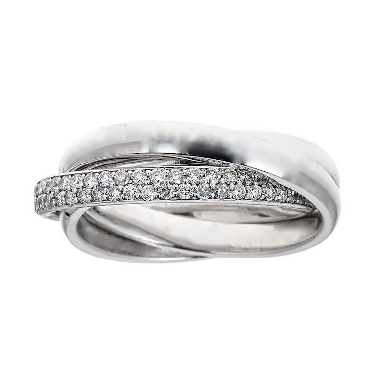 1.2 TCW Classic Triple Twisted Band Diamond Ring Size 6 14 karat White Gold  For Sale at 1stDibs | white gold band rings, infinity twist ring, triple  band ring with diamonds