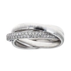 1.2 TCW Classic Triple Twisted Band Diamond Ring Size 6 14 karat White Gold