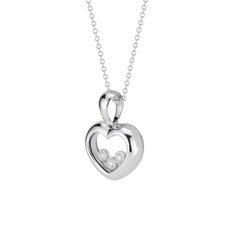 .12 Carat Diamond White Gold Open Heart Pendant Necklace