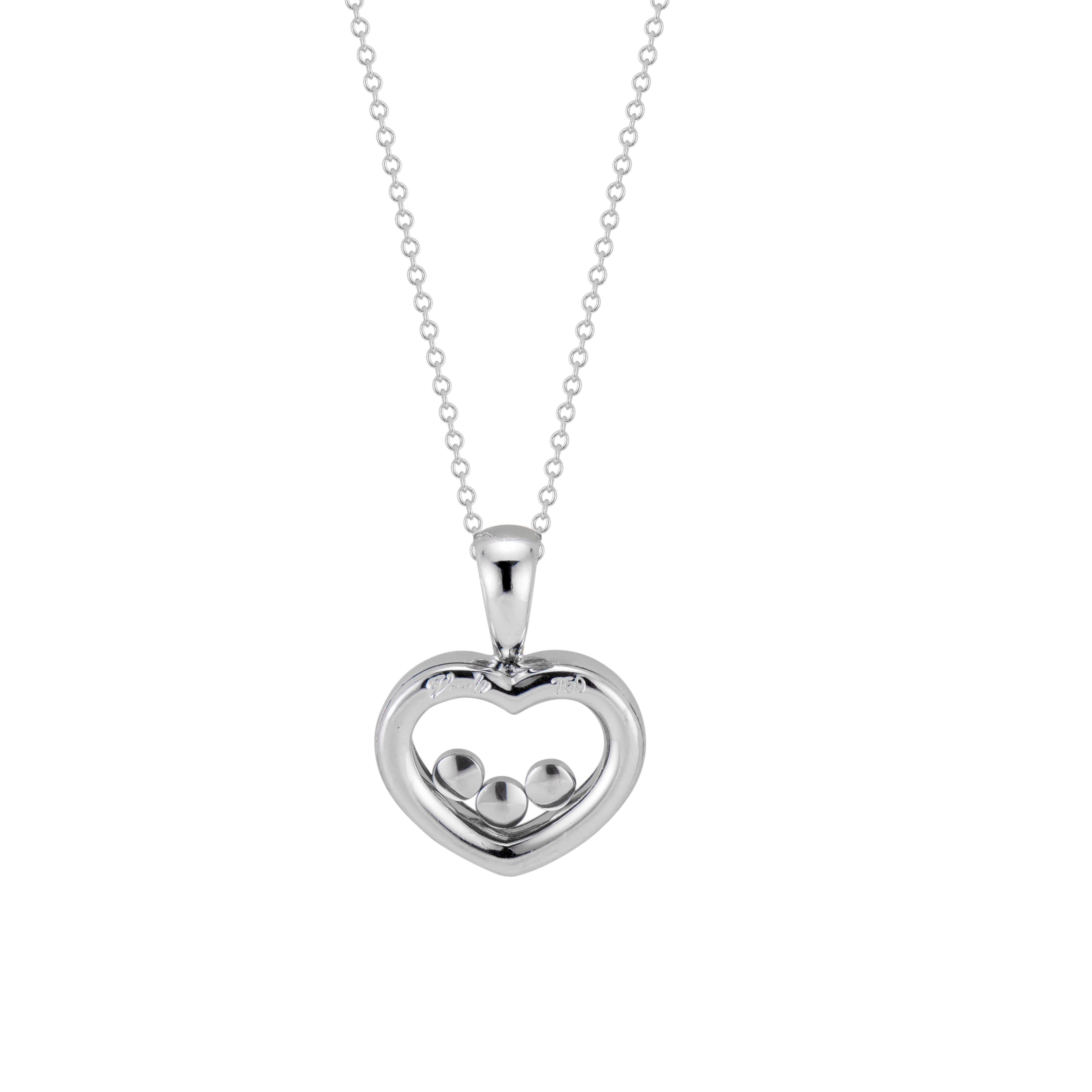 Round Cut .12 Carat Diamond White Gold Open Heart Pendant Necklace  For Sale