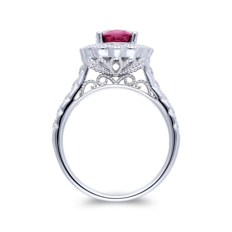 1,2 Karat Diamanten und 2,2 Karat Rubin Vow Collection Ring aus 14K Weißgold (Rundschliff) im Angebot
