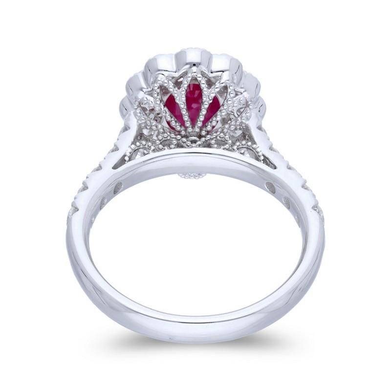1.2 Carat Diamonds and 2.2 Carat Ruby Vow Collection Ring in 14K White Gold In New Condition For Sale In New York, NY