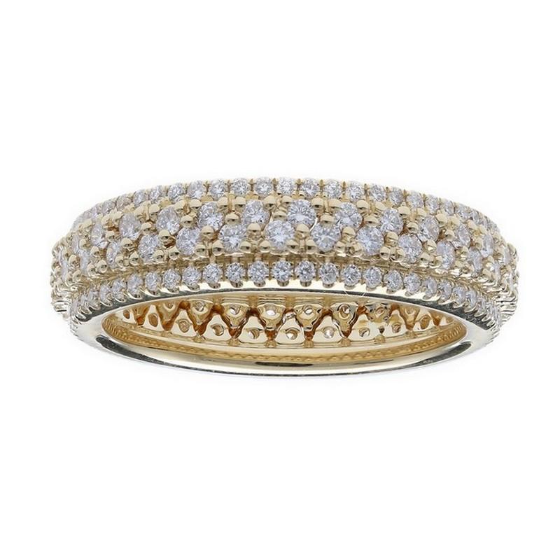 Modern 1.2 Carat Diamonds in 18K Yellow Gold Ring - 1981 Classic Collection For Sale