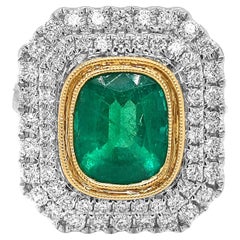 1.2 Carat Emerald and Diamond White Gold Ring