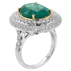 1.2 Carat Emerald and Diamond White Gold Ring