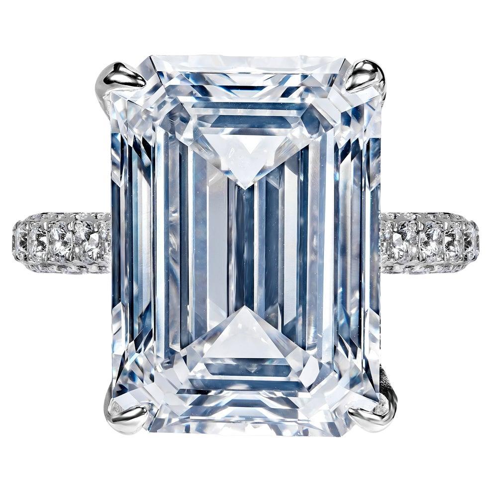 12 Carat Emerald Cut Diamond Engagement Ring GIA Certified E VVS1 For Sale