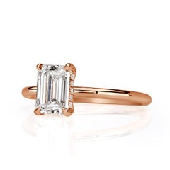 1.2 Carat Emerald Diamond Ring 14K White Gold Classic Charm Signature