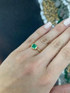 1.2 Carat Emerald Diamond Ring 18K White Gold Graceful Brilliance