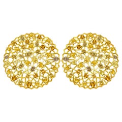 12 Carat Fancy Colors Diamonds 18 Karat Yellow Gold Statement Earrings