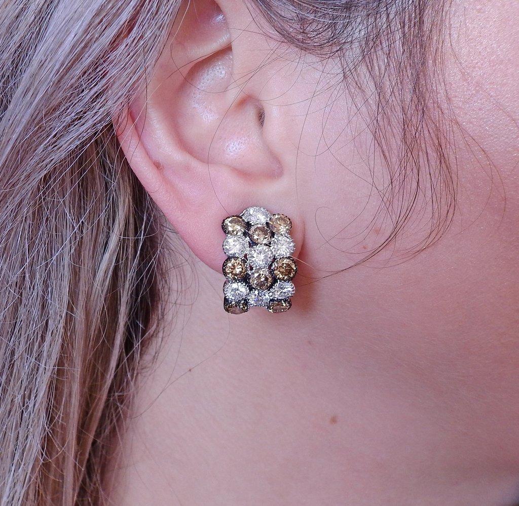 Women's or Men's 12 Carat Fancy Diamond Gold Earrings