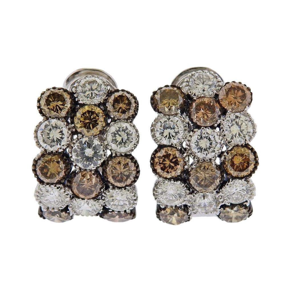 12 Carat Fancy Diamond Gold Earrings