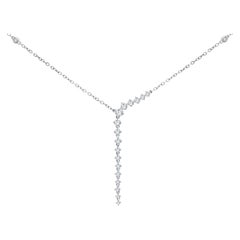 1.2 Carat Graduated Diamond Drop Dangle Necklace in 14k White Gold ref81