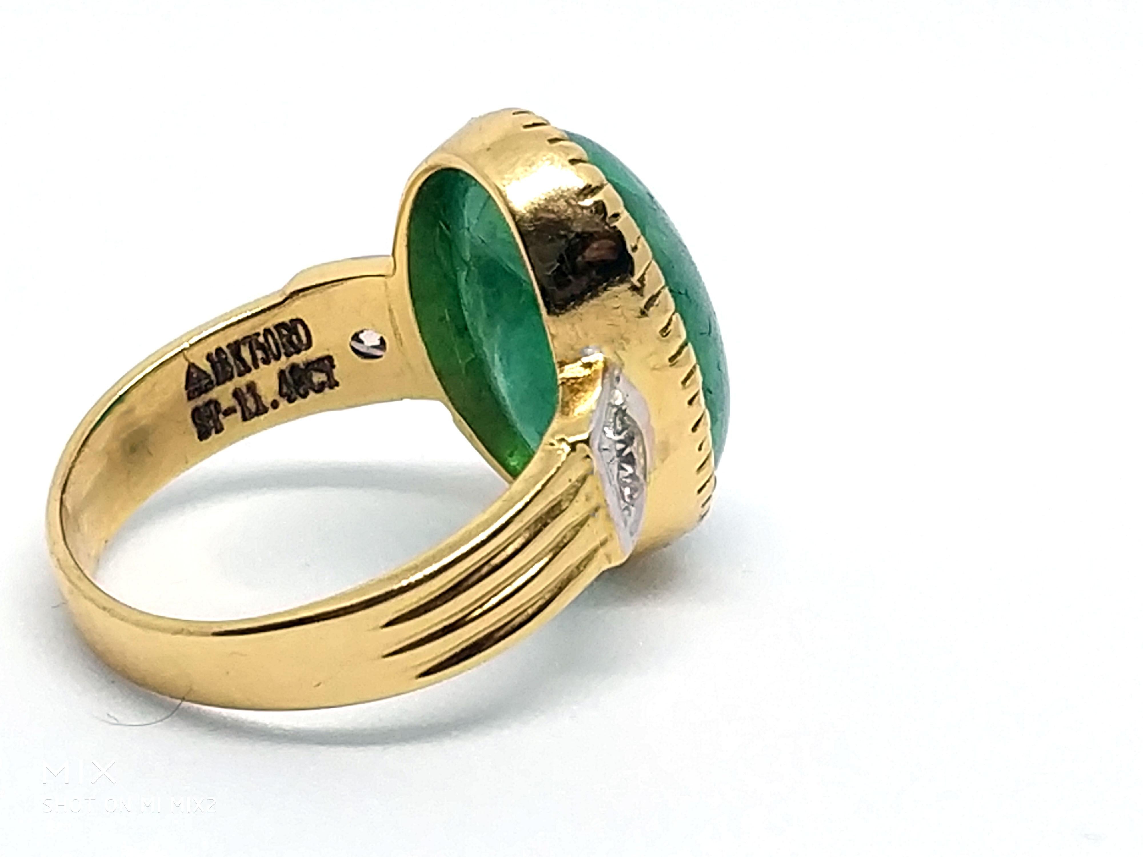 Emerald Cut 12 Carat Intense Green Emerald and Diamond Ring, circa 1940 For Sale