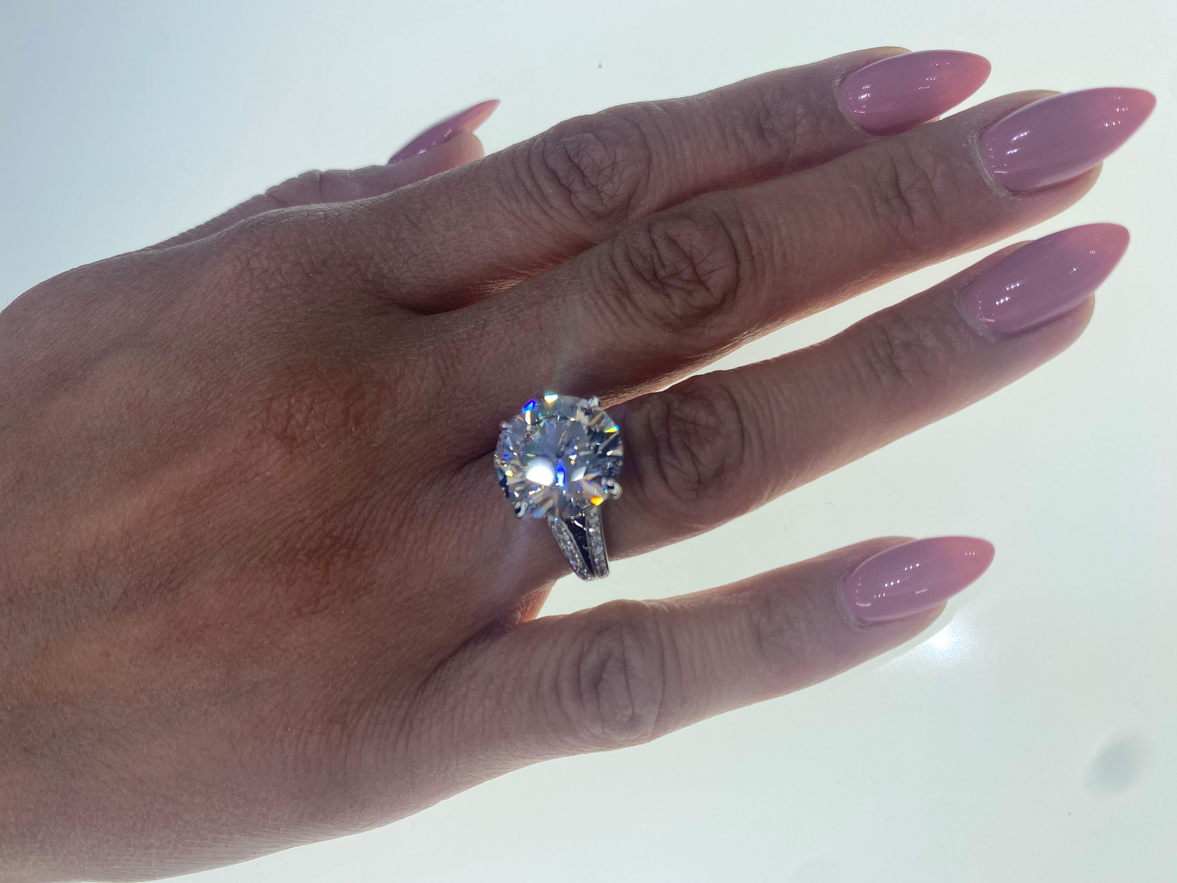 Bague de fiançailles en diamant de 12 carats sans défaut interne, certifié GIA, de couleur E Pour femmes en vente