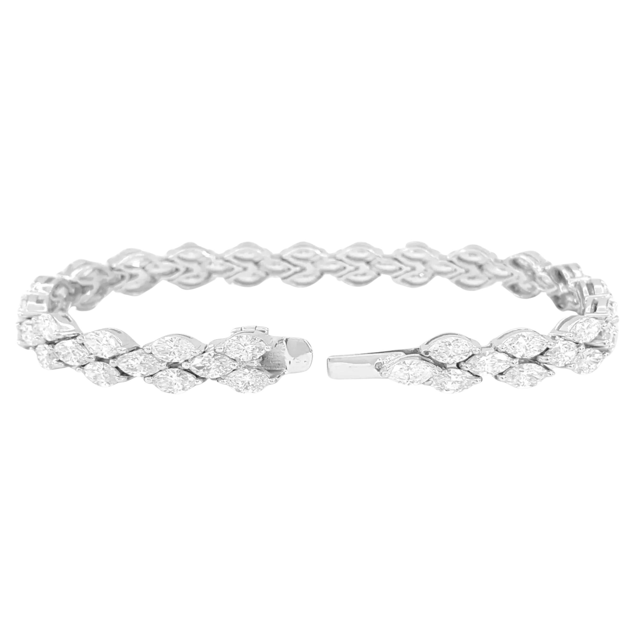 A timeless symbol of elegance, this Cecile Blake tennis bracelet features 12 Carat Marquise Diamond Tennis Bracelet in 18K White Gold

This stunning bracelet showcases a timeless elegance with its exquisite 12 carats of natural marquise