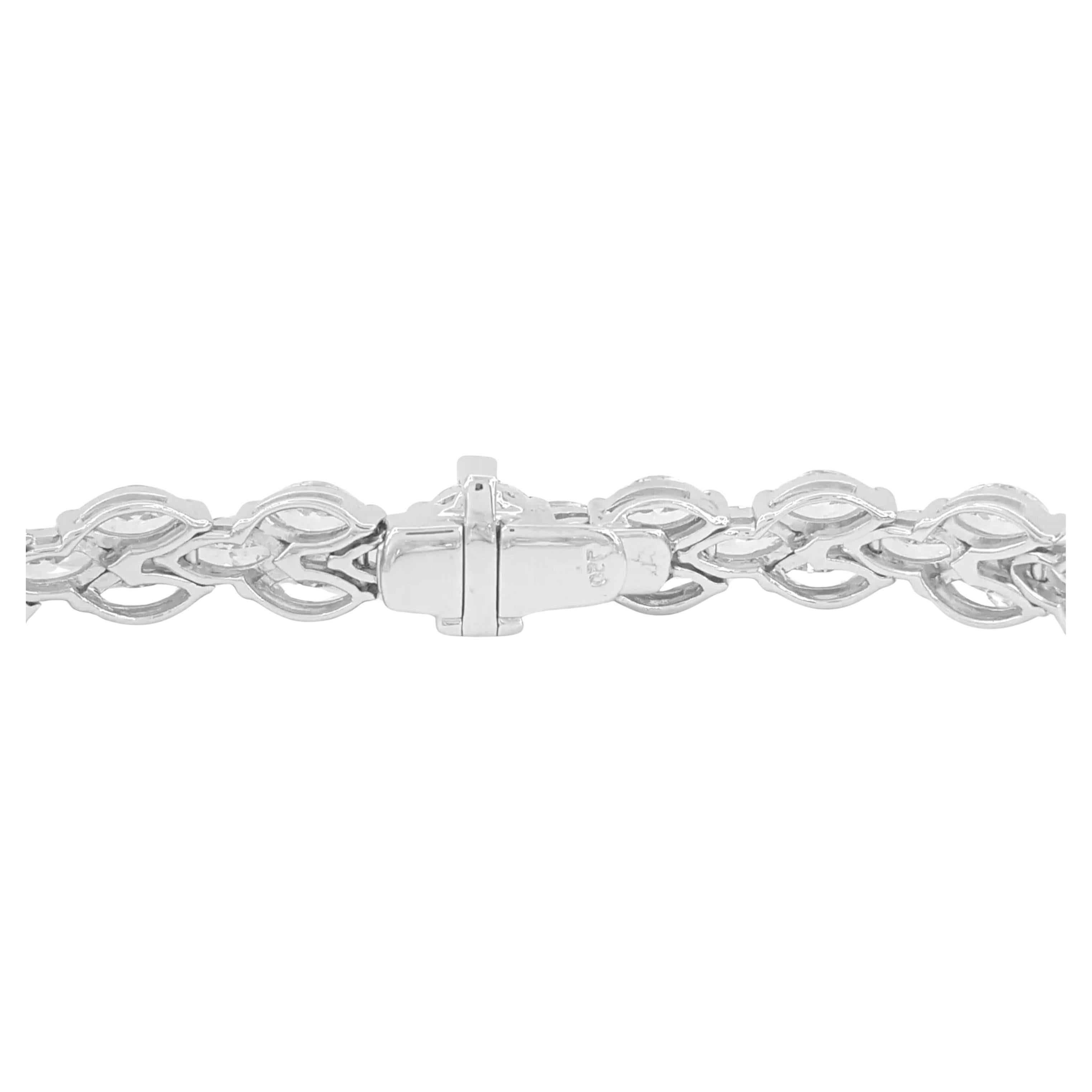 Marquise Cut 12 Carat Marquise Diamond 18K White Gold Tennis Bracelet For Sale